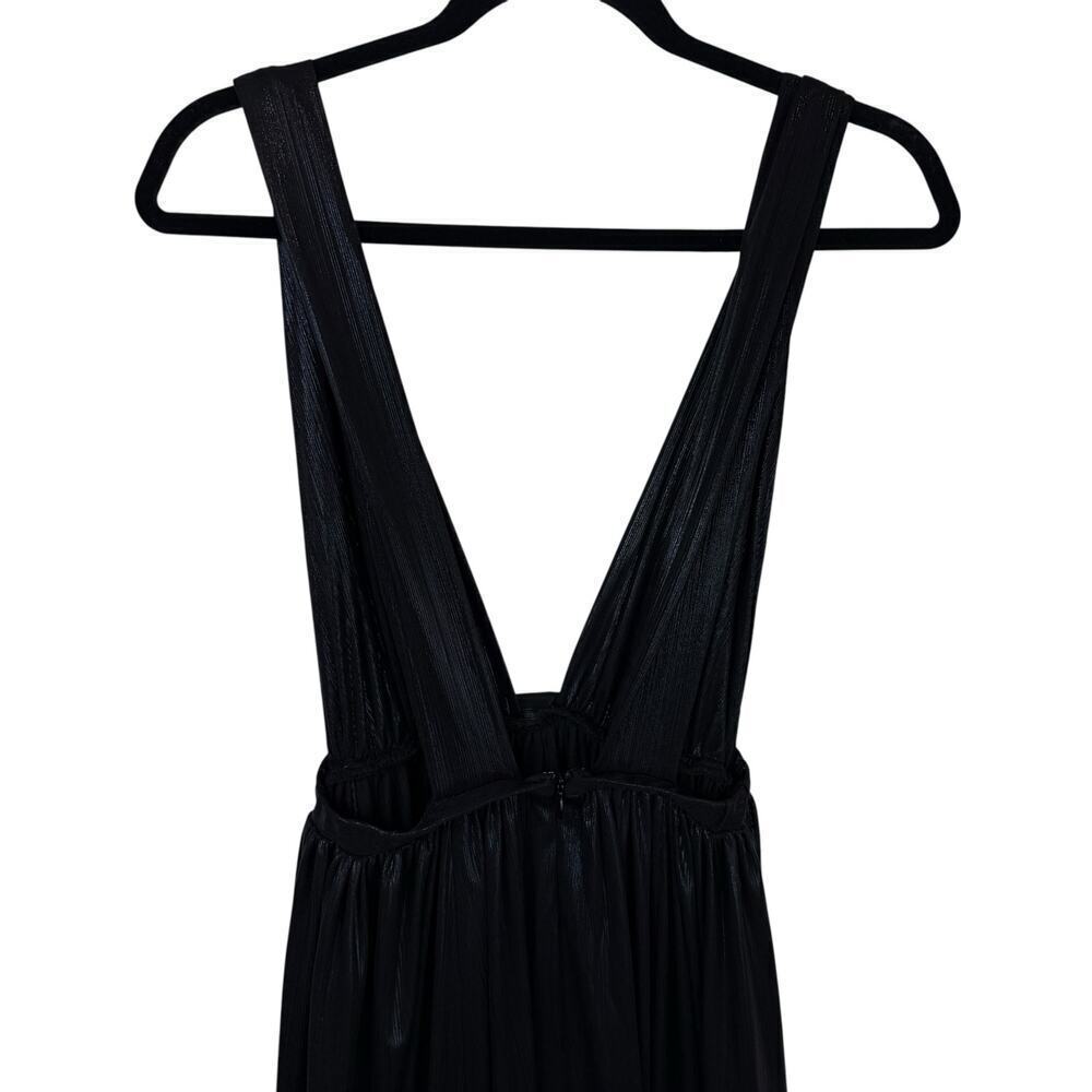 Bronx and Banco Goddess Metallic Side Slit Maxi Gown Evening Party Black Size M - Picture 10 of 12